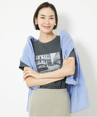 FMKJV40120 MICHEL KLEIN フォトプリントTシャツ（WEB限定カラー）