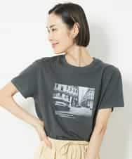 FMKJV40120 MICHEL KLEIN(ミッシェルクラン) フォトプリントTシャツ（WEB限定カラー） ライトグレー(91)