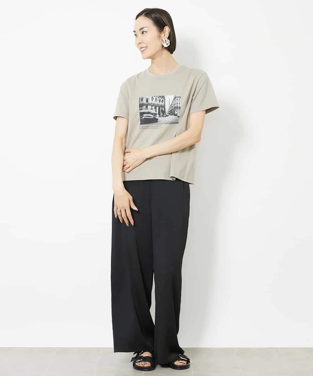 FMKJV40120 MICHEL KLEIN(ミッシェルクラン) フォトプリントTシャツ（WEB限定カラー） ライトグレー(91)