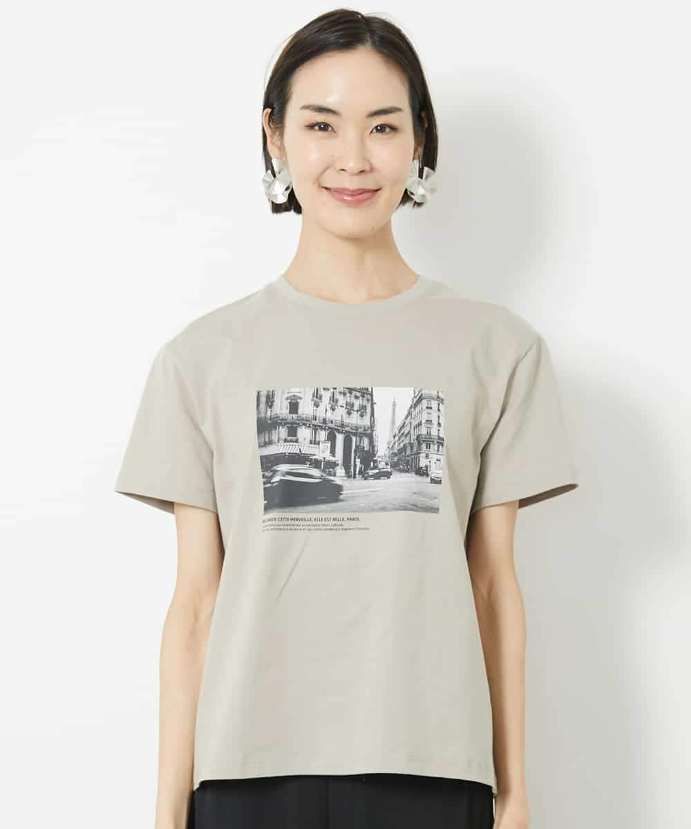 FMKJV40120 MICHEL KLEIN(ミッシェルクラン) フォトプリントTシャツ（WEB限定カラー） ライトグレー(91)