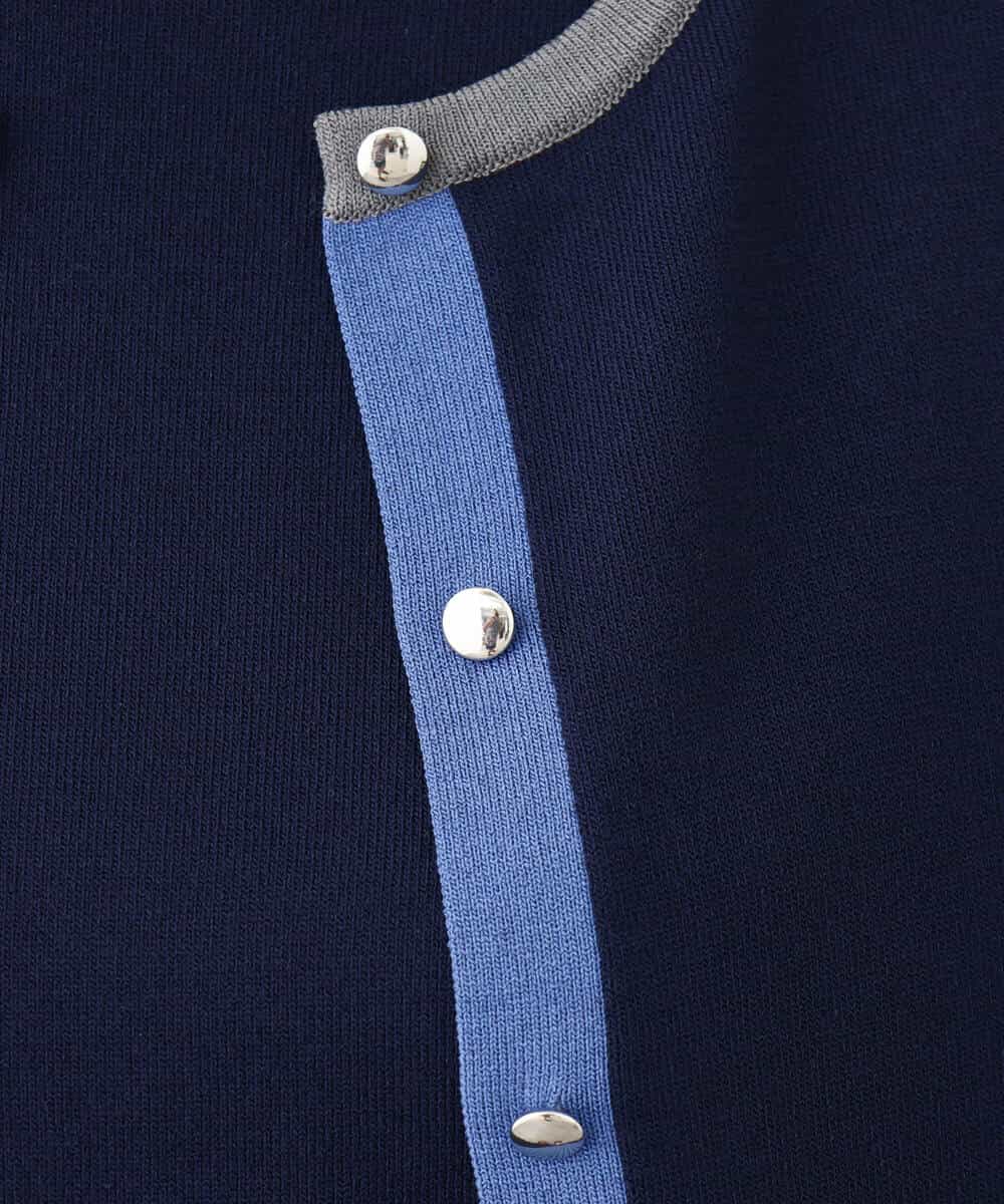 FOFJV20170 MK MICHEL KLEIN(MK ミッシェルクラン) 配色カラーニットアンサンブル/洗える ブルー