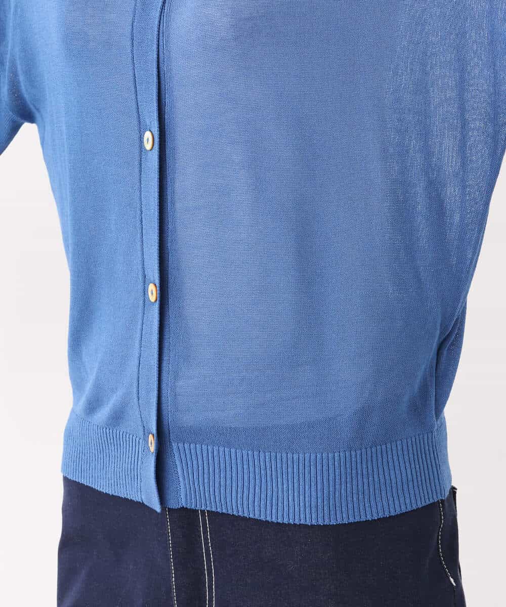Elegance カシミヤアンサンブル(カーディガン、半袖ニット)ブルーグレー色
