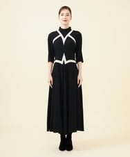 GBEAB06800 Sybilla(シビラ)  【SMART DRESS】サテンカットワークドレス ブラック×アイボリー