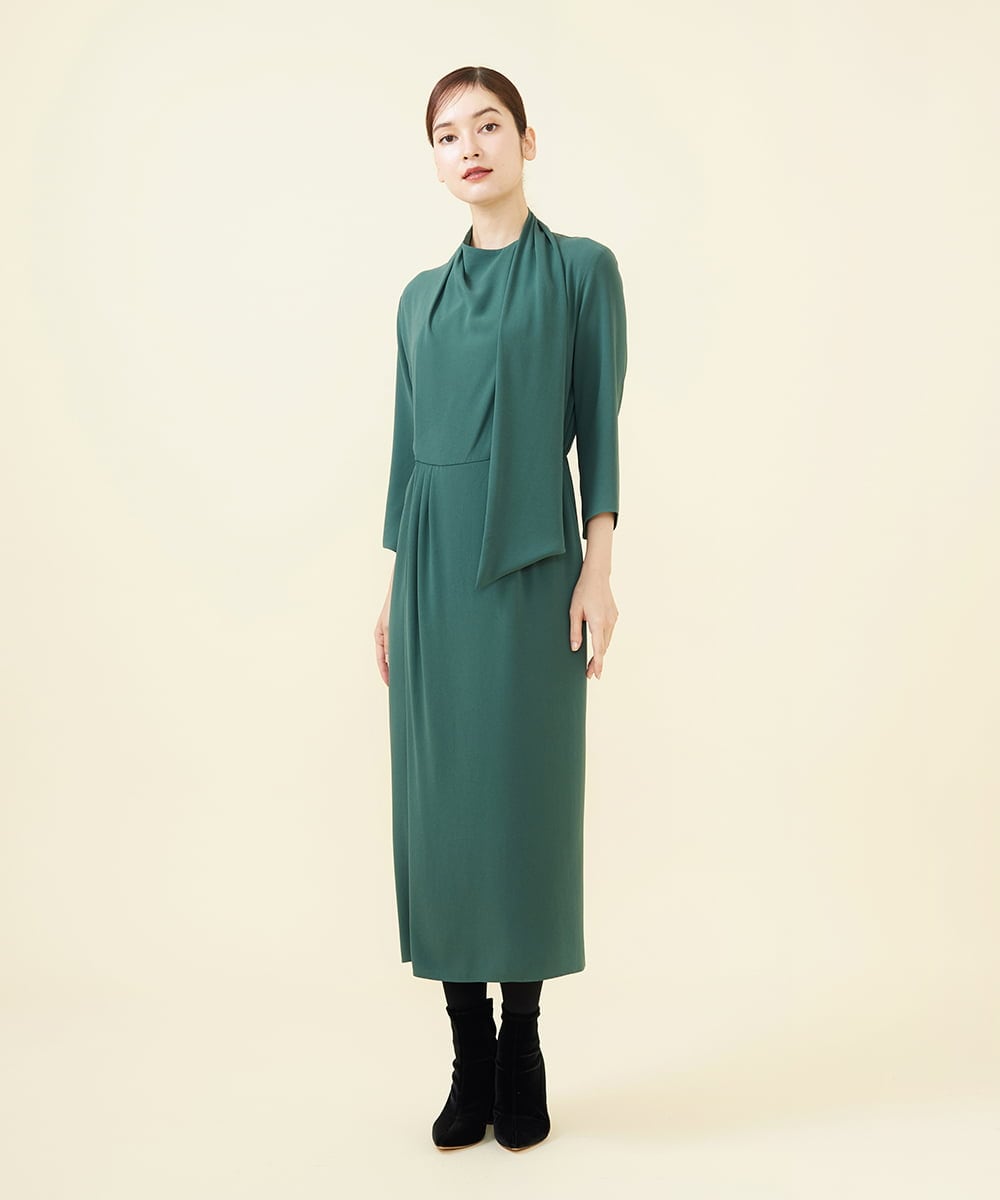 GBEAB07730 Sybilla(シビラ) 【SMART DRESS】スカーフデザインドレス グリーン