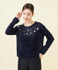 GBFAB03500 Sybilla(シビラ) 【WINTER BLUE】スターリースカイビーズ刺繍プルオーバー ネイビー