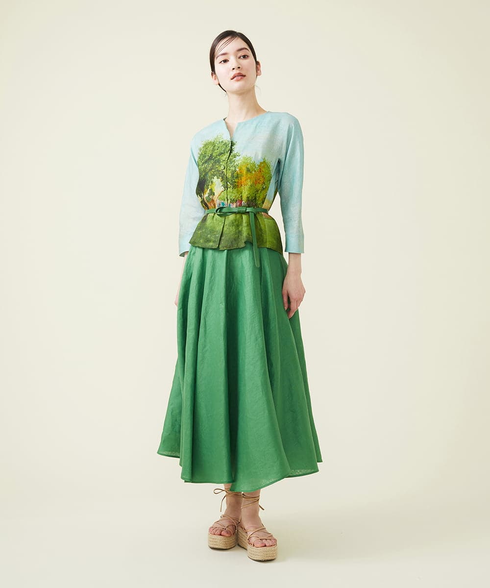 正規日本代理店 シビラ スカート フレアスカート Aラインスカート 花柄 M グリーン 緑 レディース