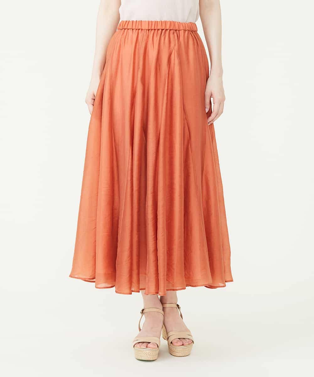 オレンジ フレアースカート - ひざ丈スカート