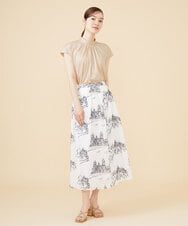 GBHJV17430 Sybilla(シビラ) タウンスケープ刺繍スカート ホワイト