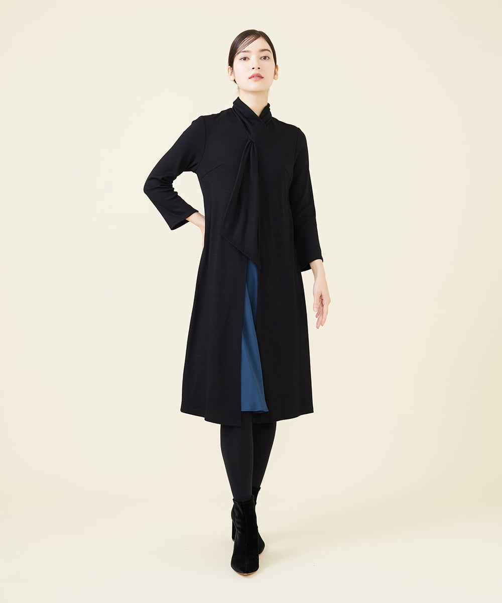 GBPCW15600 Sybilla(シビラ) 【 blue&black】ストールデザインコンビネーションドレス ブラック