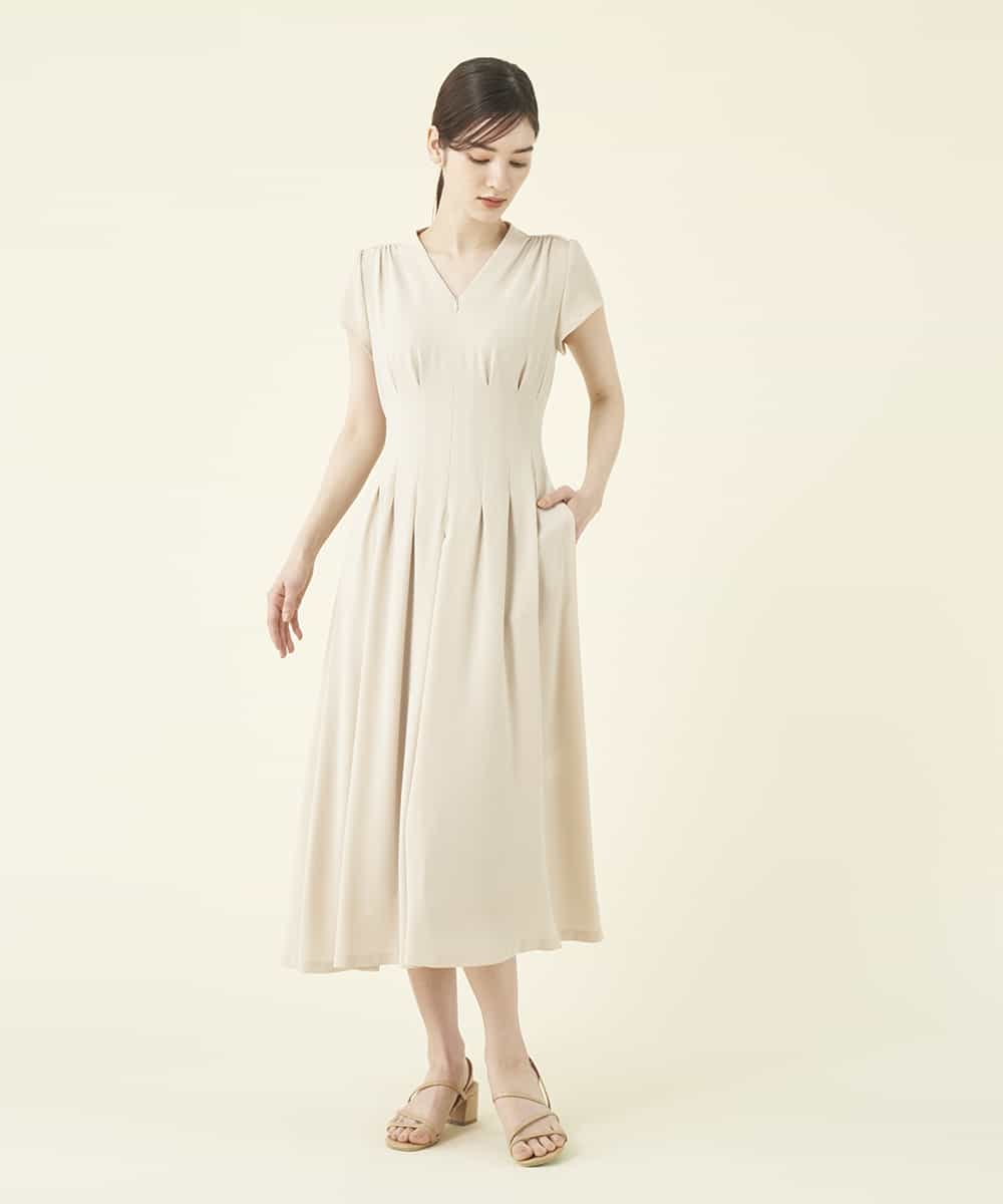 GDEGM21390 Sybilla(シビラ) タッキングデザインドレス ベージュ