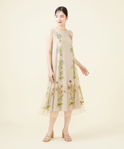 フラワー刺繍チュールノースリーブドレス(ドレス) | Sybilla(シビラ 