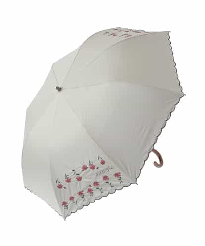Jocomomola(ホコモモラ) 【UV・晴雨兼用】フラワー刺繍デザイン折りたたみ傘 アイボリー/白 40