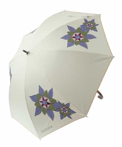 Jocomomola(ホコモモラ) 【UV・晴雨兼用】フラワーアップリケデザイン傘 アイボリー/白 40