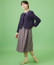 GJECA50380 Jocomomola(ホコモモラ) Rosa salmon フラワー総刺繍ノースリーブワンピース ブルーグリーン