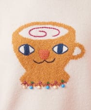 GJFAB02260 Jocomomola(ホコモモラ) Feliz ねこっぷニットプルオーバー ブルー