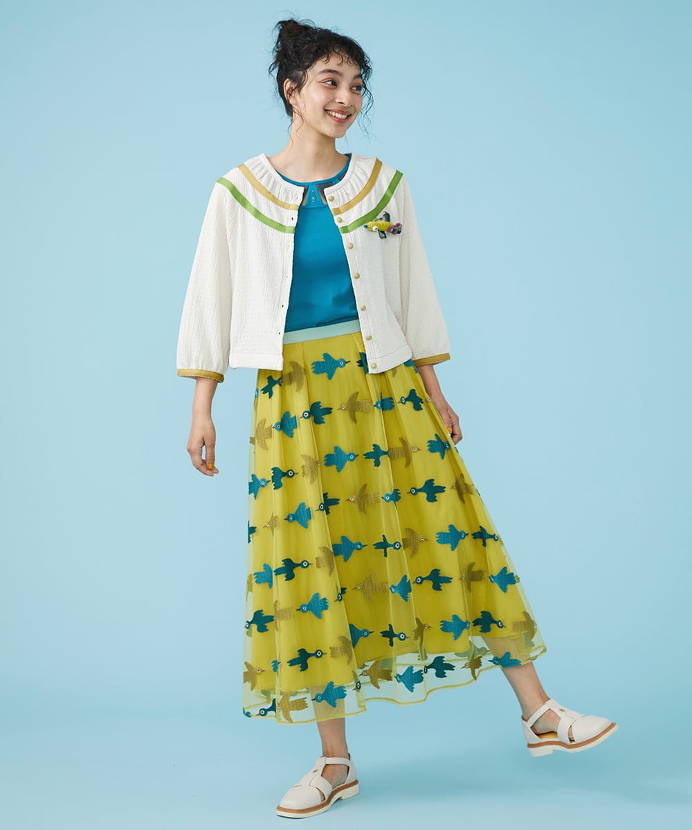 Tarifa 刺繍スカート(ミモレ丈スカート) | Jocomomola(ホコモモラ
