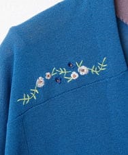 GJSJV31170 Jocomomola(ホコモモラ) Flor フラワー刺繍トッパーカーディガン ブルー