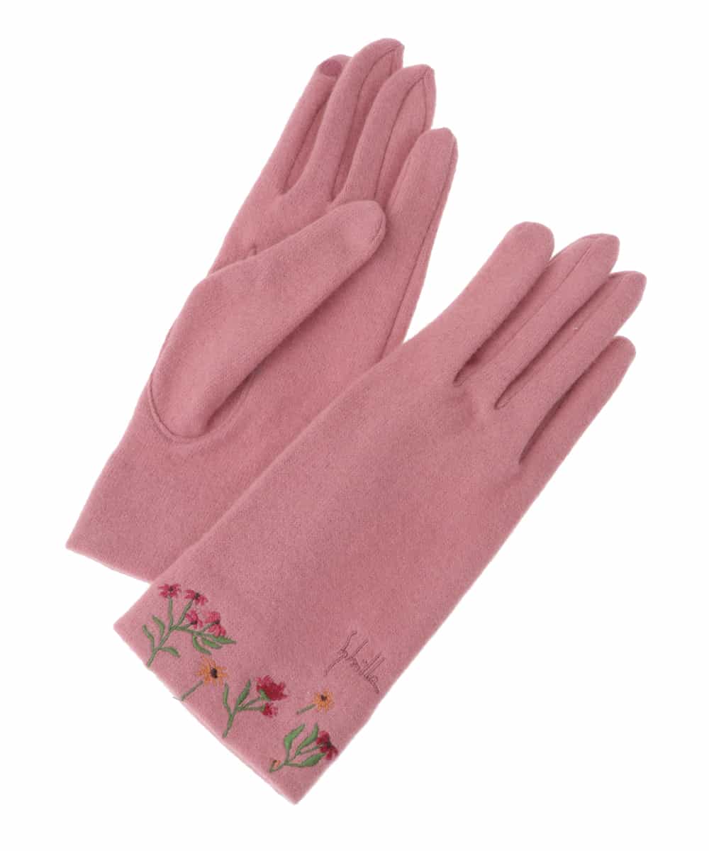 抗菌防臭/日本製】フラワー刺繍スリムフィットグローブ(手袋