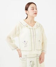 GYJGC01700 Sybilla(シビラ) ハシゴ&フラワー刺繍シアージャケット ◆受注生産につき返品・交換・キャンセル不可◆ アイボリー