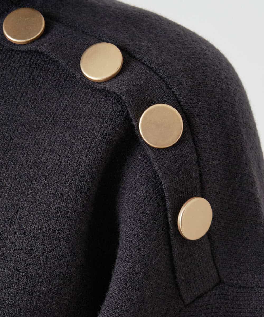 金ボタン メタルボタン フラットボタン 足付き ジャケット コート ブラウス シャツ カーディガン 手芸 12個セット#23-JD024 (30mm, 艶あり黒)
