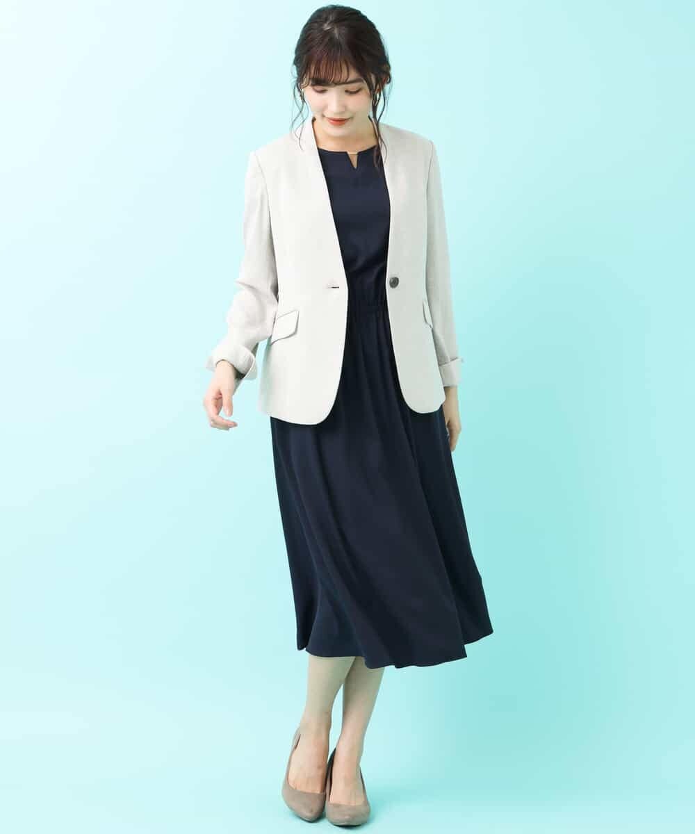 KBJGK16099 a.v.v(アー・ヴェ・ヴェ) 【洗える】Ｖネックジャケット ライトグレー