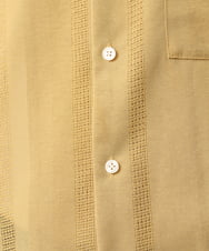 KHBGV49059 a.v.v MEN(アー・ヴェ・ヴェ) 【洗濯機で洗える/上品な透け感】カラミストライプオープンカラーシャツ 五分袖 ダークグレー