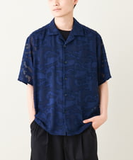 KHBGV55069 a.v.v MEN(アー・ヴェ・ヴェ) シアージャカードオープンカラーシャツ ５分袖 ネイビー