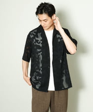KHBGV55069 a.v.v MEN(アー・ヴェ・ヴェ) シアージャカードオープンカラーシャツ ５分袖 ブラック