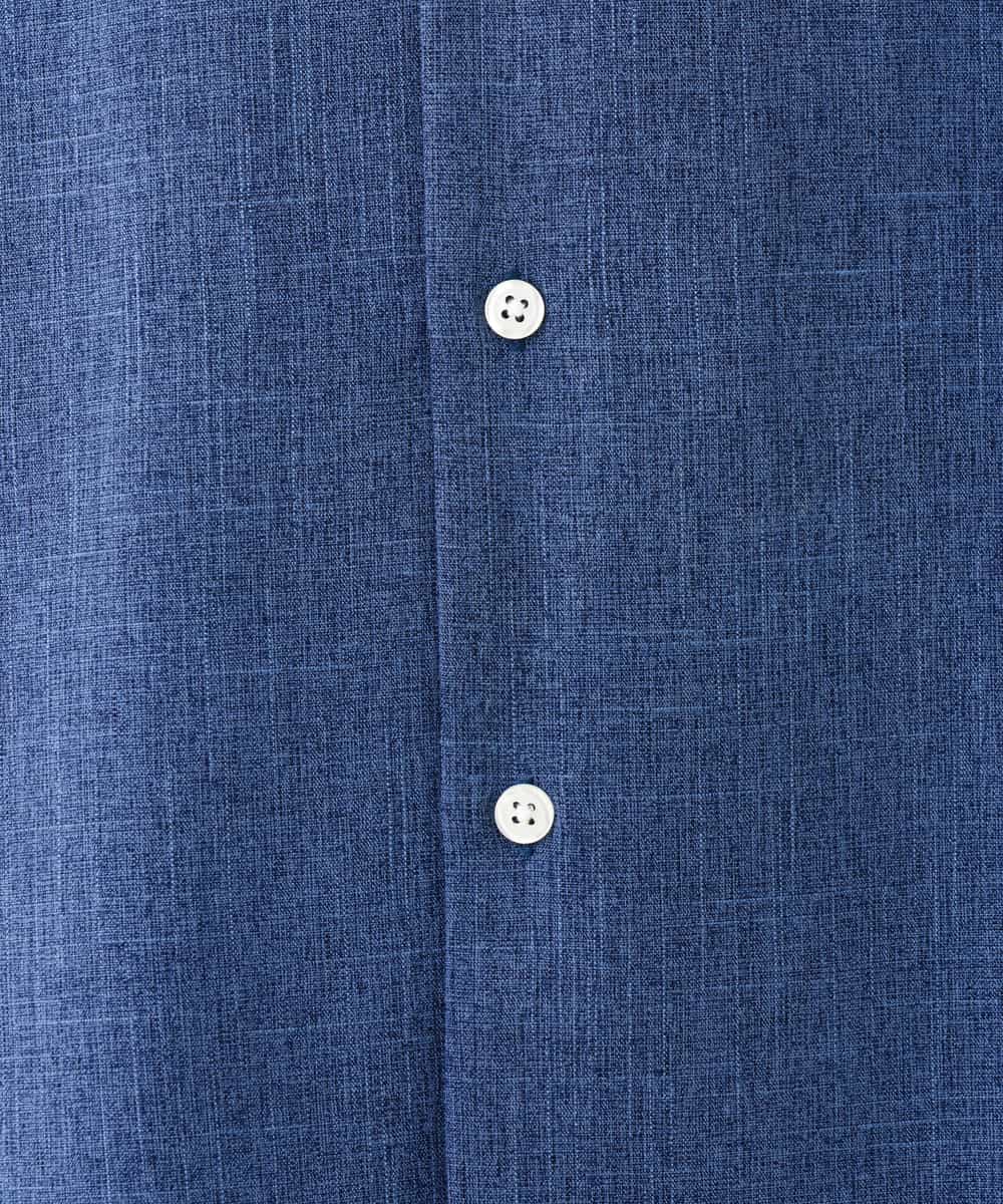 KHBHV65059 a.v.v MEN(アー・ヴェ・ヴェ) メランジオープンカラーシャツ 5分袖 ブルー