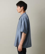 KHBHV66059 a.v.v MEN(アー・ヴェ・ヴェ) 【大人にちょうどいい透け感】セミシアーオープンカラーシャツ　5分袖 ライトグリーン