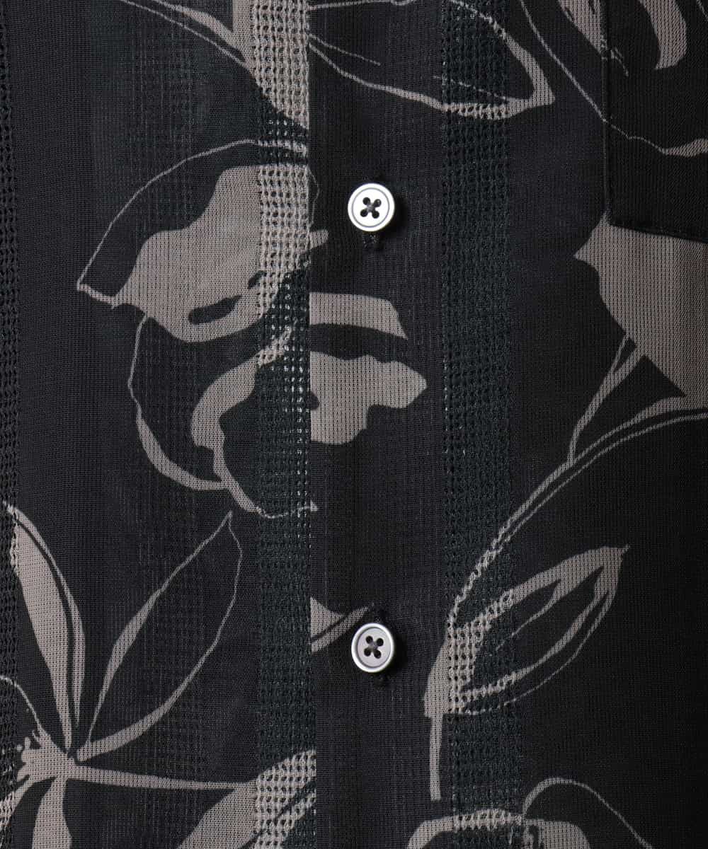 KHBHV68069 a.v.v MEN(アー・ヴェ・ヴェ) 【接触冷感】カラミストライプ花柄プリントオープンカラーシャツ ダークグレー