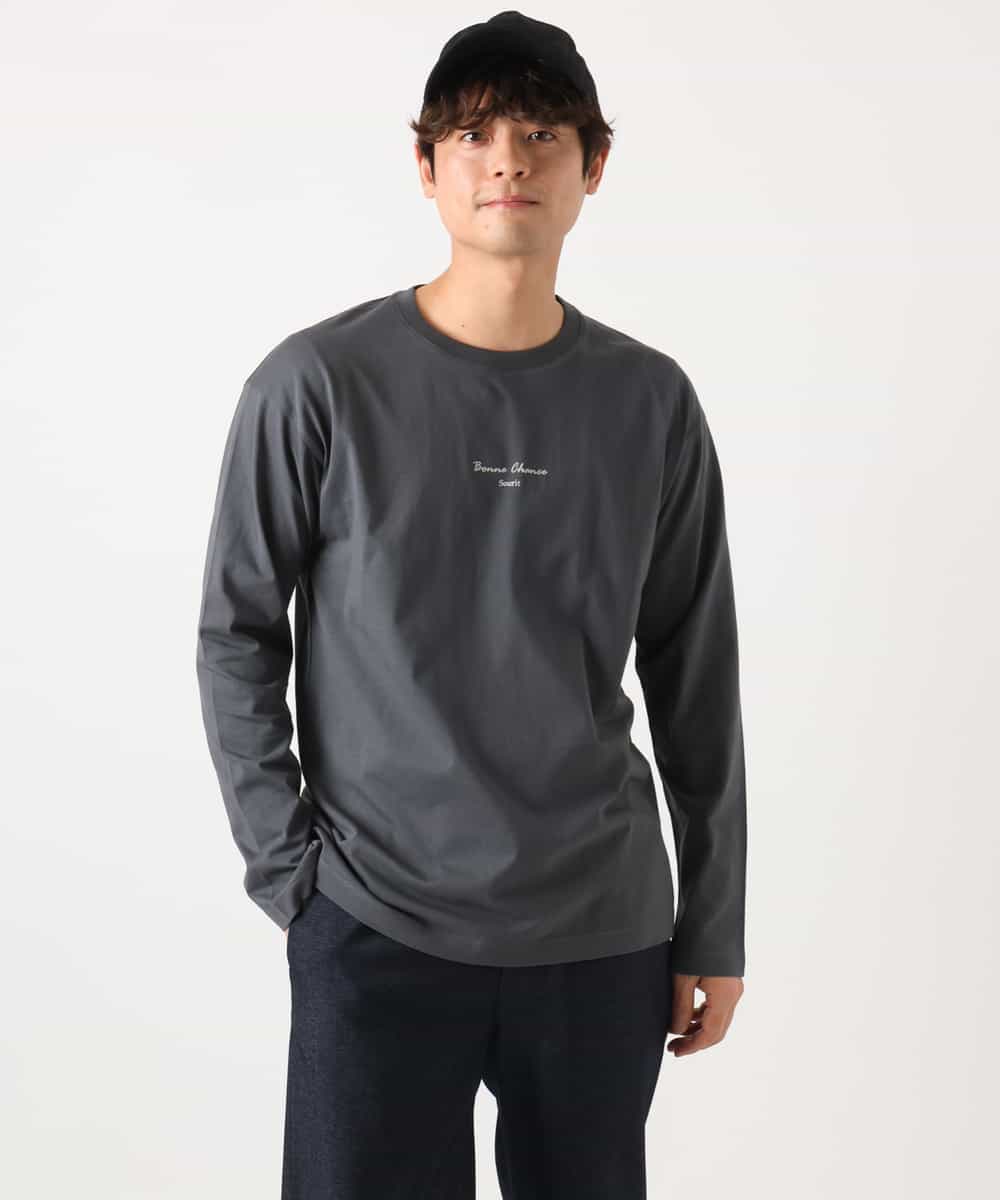 KHKEA07034 a.v.v MEN(アー・ヴェ・ヴェ) 【春の新作】ミニロゴプリントロングTシャツ ダークグレー