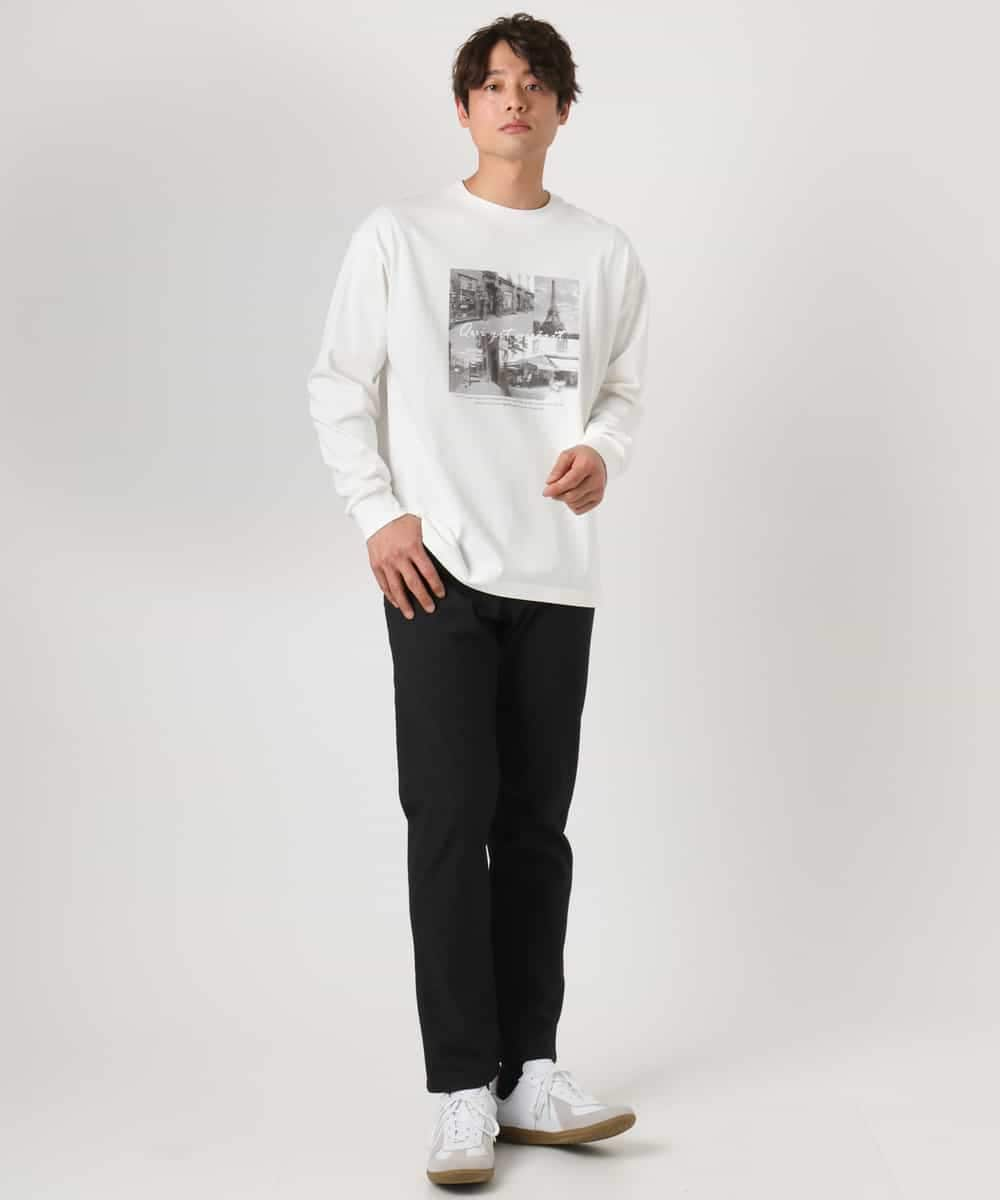 KHKEA10049 a.v.v MEN(アー・ヴェ・ヴェ) 【春の新作】PARISフォトプリントワイドシルエットロングTシャツ ライトグレー