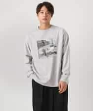 KHKEA10049 a.v.v MEN(アー・ヴェ・ヴェ) 【春の新作】PARISフォトプリントワイドシルエットロングTシャツ ライトグレー