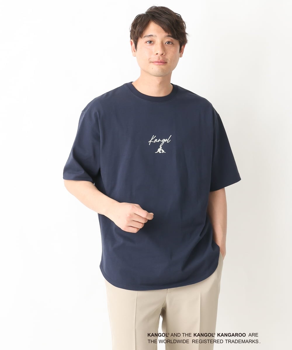 KHKGV15054 a.v.v MEN(アー・ヴェ・ヴェ) 【KANGOL】スクエアプリントロングシルエットTシャツ ネイビー