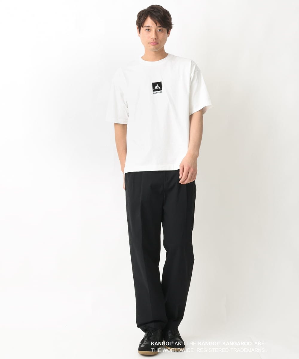 KHKGV16054 a.v.v MEN(アー・ヴェ・ヴェ) 【KANGOL】スクエアプリントワイドシルエットTシャツ ライトグレー