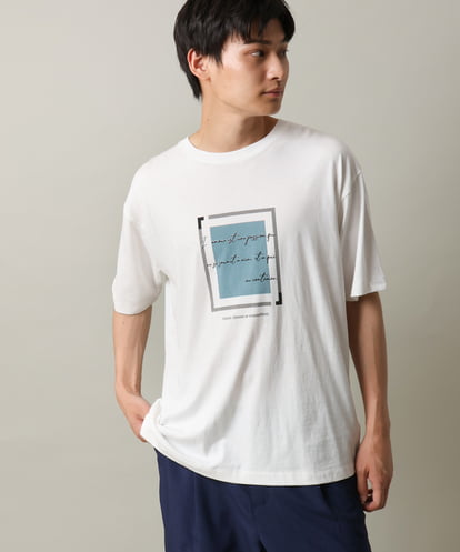 KHKGV25034 a.v.v MEN 【接触冷感】スクエアプリントセミワイドシルエットTシャツ