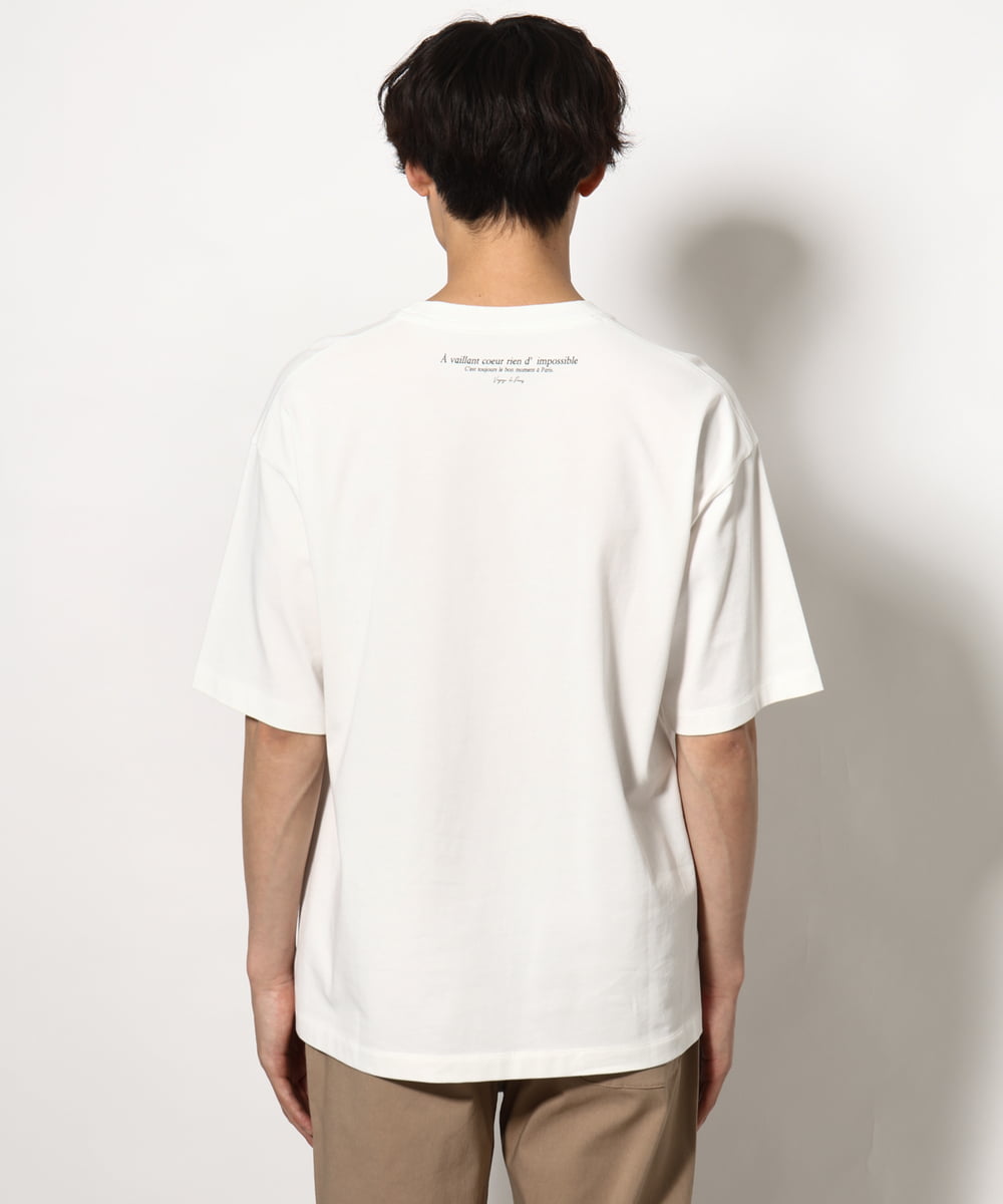 KHKGV32044 a.v.v MEN(アー・ヴェ・ヴェ) 【接触冷感】PARISフォトプリントワイドシルエットTシャツ ホワイト