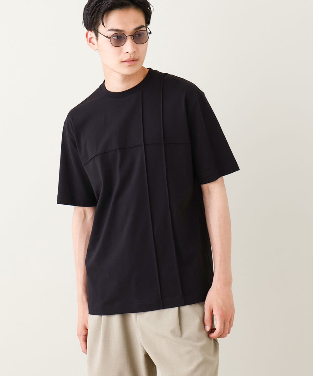 KHKGV53034 a.v.v MEN 【定番アイテム】ピンタックデザインTシャツ（デザテクシリーズ）