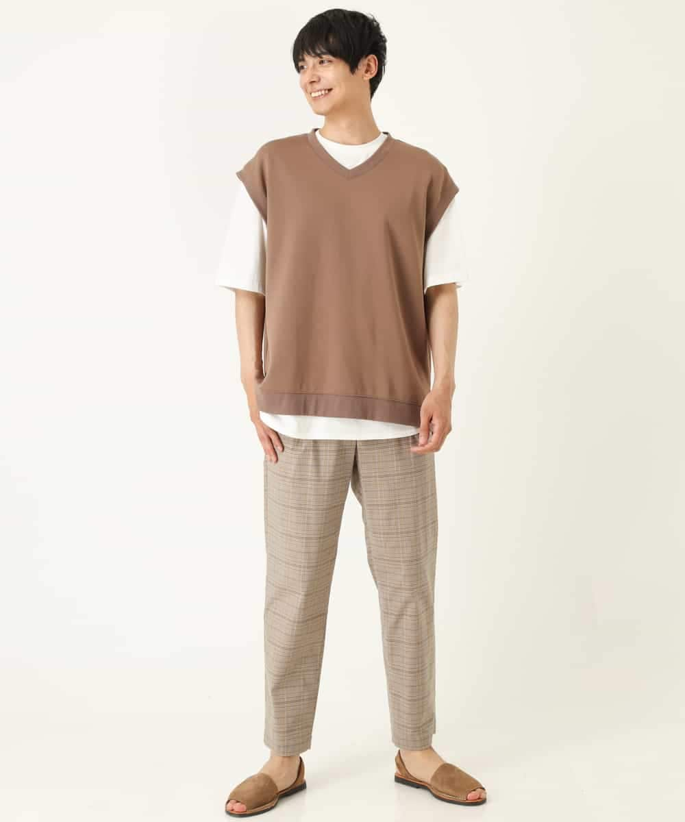 KHKHP34054 a.v.v MEN(アー・ヴェ・ヴェ) 【2SET/S-XXL】ライトダンボールベストレイヤードカットソー グリーン