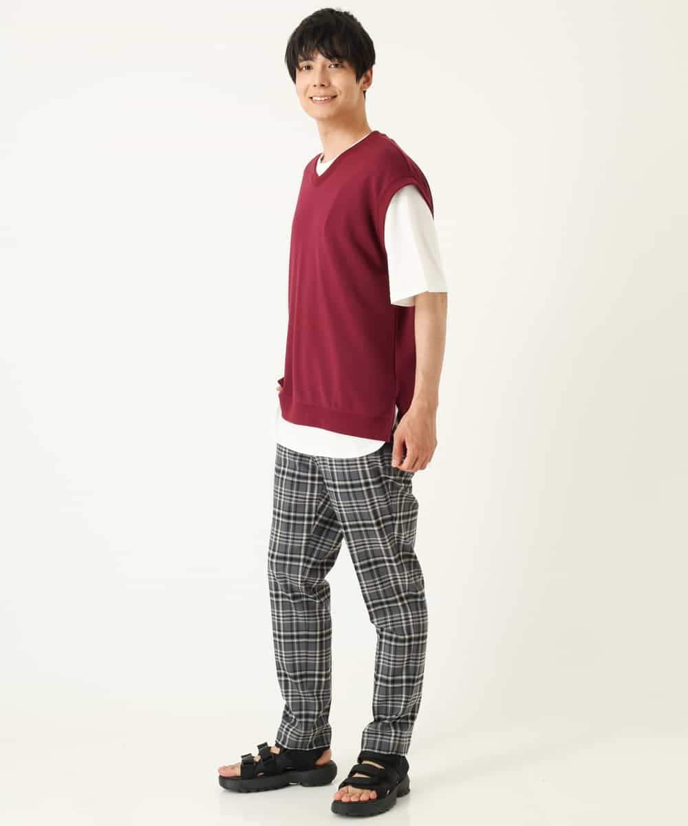 KHKHP34054 a.v.v MEN(アー・ヴェ・ヴェ) 【2SET/S-XXL】ライトダンボールベストレイヤードカットソー グリーン