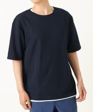 KHKHP72039 a.v.v MEN(アー・ヴェ・ヴェ) 【S-XXL/2SET】ライトアゼダブルフェイスレイヤードカットソー ネイビー