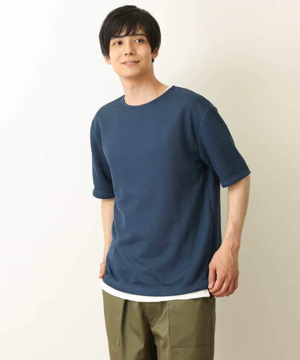 KHKHP72039 a.v.v MEN(アー・ヴェ・ヴェ) 【S-XXL/2SET】ライトアゼダブルフェイスレイヤードカットソー ブルー