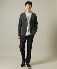 KHKJV11044 a.v.v MEN(アー・ヴェ・ヴェ) 【秋の新作】PARISフォトプリントワイドシルエットロングTシャツ ホワイト