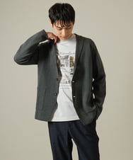 KHKJV11044 a.v.v MEN(アー・ヴェ・ヴェ) 【秋の新作】PARISフォトプリントワイドシルエットロングTシャツ ホワイト