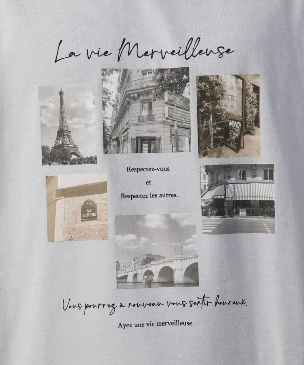 KHKJV11044 a.v.v MEN(アー・ヴェ・ヴェ) 【秋の新作】PARISフォトプリントワイドシルエットロングTシャツ ホワイト