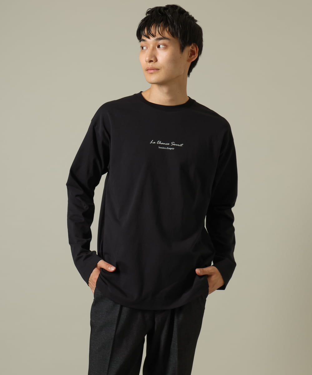 KHKJV29029 a.v.v MEN(アー・ヴェ・ヴェ) 【秋の新作】ミニロゴセミワイドシルエットロングTシャツ ホワイト