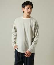 KHKJV38034 a.v.v MEN(アー・ヴェ・ヴェ) 【秋の新作】細ボーダーセミワイドシルエットロングTシャツ ダークグレー