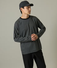 KHKJV38034 a.v.v MEN(アー・ヴェ・ヴェ) 【秋の新作】細ボーダーセミワイドシルエットロングTシャツ ダークグレー