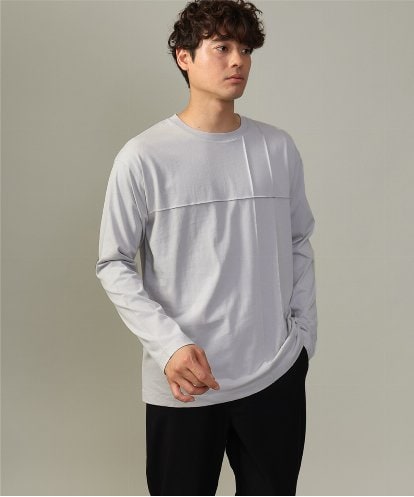 KHKJV53034 a.v.v MEN 【ジャケイン可】ピンタックセミワイドシルエット クルーネックTシャツ